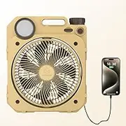 Battery Operated Fan, Portable Rechargeable Camping Fan with LED Lantern, 90°Auto-Oscillation Cordless Fan, Personal USB Desk Fan for Camping Fishing, Power Outage,Hurricane, Worksite (20000mAh)