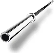 HCE Barbell Olympic Bar with Spring Collars - 7Ft Heavy-Duty Olympic Bar, 84-Inch Solid Chrome Bar, 7 Foot Olympic Barbell Handle for Power Weightlifting, Bodybuilding - Fitness Gym-Exercise Equipment - (7-Ft Olympic Bar, 300)