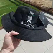 Eighty Eight Reversible Black/Beige Blessed Skeleton Prayer Hands Bucket Hat
