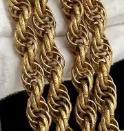 VINTAGE MIRIAM HASKELL FANCY WIDE MULTI RING CHAIN HEAVY 16' GOLDTONE NECKLACE