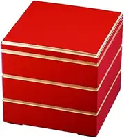 J-Kitchens Excursion Bento Box, Made in Japan, 3-Tier, 6.5 Inches, Yamato School Kura, Zufuchi Gold, 7.8 x 7.8 x 7.6 inches (19.8 x 19.8 x 19.2 cm)