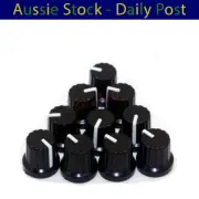 10pcs 6mm Diameter Shaft Hole Plastic Threaded Knurled Potentiometer Knobs Caps