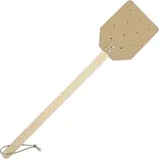 Fly Swatter for Indoors - Wooden Long Handle Handheld Fly Racket for Indoor Use - Hangable PU Leather Fly Racket Efficient Indoor Flying Catcher for Kitchen