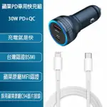 PD+QC3.0 30W雙孔車用全協議快速充電器(通過國家認證)+蘋果認證PD快充線