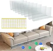 Rictine 8 Pack Clear Toy Blockers for Furniture, 16" L x 7.5" H Under Bed Blocker for Pets, Adjustable Gap Bumper Under Couch Blocker, Stop Things from Going Under Couch Sofa Bed with Strong Adhesive