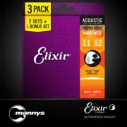 Elixir 16544 Acoustic Phosphor Bronze w/ Nanoweb Coating 3-Pack - Custom Light (