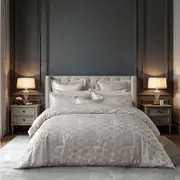 6pc Bianca Firenze Pearl White Polyester Jacquard Comforter Bedding Sleep Set