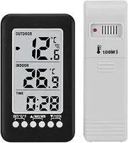 Hygrothermograph, Eacam LCD ℃/℉ Digital Wireless Indoor/Outdoor Thermometer Clock Temperature Meter with Transmitter
