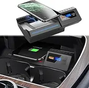 Wireless Car Charger Compatible with Mercedes-Benz C Class Glc Class 2016-2021, Center Console Accessory Panel, 15W Qi Fast Charging with USB QC3.0 Ports