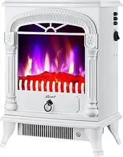 Freestanding Electric Fireplace Stove Heater Indoor Space Heater Portable Electric Fire Stove Heater with Realistic LED Log Fuel Bed Flame Effect 1000W/2000W (Color : White)