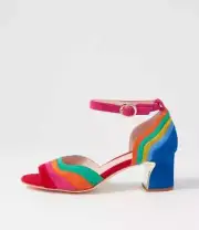 New Django & Juliette Jabaru New Bright Multi Suede Sandals Womens Shoes Dress