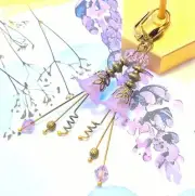 Vintage Victorian Style Lilac and Antique Bronze Bell Flower Lucite Earrings