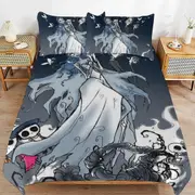 a1475 Corpse Bride Duvet Cover Set, 3 Piece Bedding Set 86x70" Double Sided Printing Decorative Comforter Cover Set (1 Duvet Cover + 2 Pillow Shams)