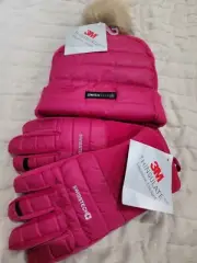 Swiss Tech Girls' L-XL Pink Plush Fleece Gloves and Hat Beanie Winter