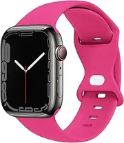 Compatible with Apple Watch Band 38mm 40mm 41mm 42mm 44mm 45mm 49mm S/M M/L for Women/Men Waterproof Soft Silicone Replacement Strap Accessories for iWatch Bands Ultra 2/Ultra Series 9/8/7/6/5/4/3/2/1 SE (Hot Pink, 38/40/41mm M/L)