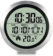 Blelsa No Punching Suction Cup Clock Home Clock Bathroom Washroom Clock Kitchen Clock Digital Display Clock Temperature Detector Silver
