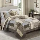 Cotton Patchwork Queen Quilt Bedding Set Lightweight Comforter Floral Printed...