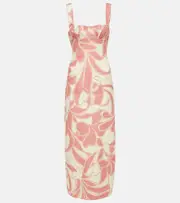 [SIR] SIR Belletto printed linen midi dress AU 6 pink