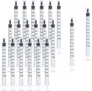 1ml Syringe with Cap, Individually Sealed 1cc Syringe with Luer Slip Tip Without Needle for Refilling, Feed Pets, Oral, Oil or Glue Applicator 20 Pack