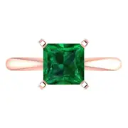 2ct Princess Cut Emerald Stone Wedding Promise Engagement Ring 14k Rose Gold