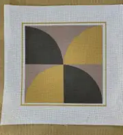 Needlepoint Canvas Modern Geometric Pattern 18 Ct Mustard-Gold/Black/Mauve-Pink