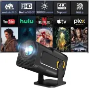 Mini Projector, Portable Movie Projector 4K 1080P Support, 180° Rotatable Outdoo