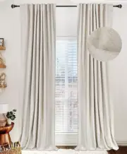 Linen Blackout Curtains for Bedroom 96 Inches LongBack Tab/Rod Pocket Living ...