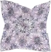 [sanluoli] Purple Grey Florals Boho square silk scarf shawls and wraps silky head wraps for women for christmas scarf bufanda para mujer elegante, Purple Grey Florals Boho
