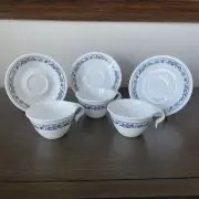 VTG Corelle Livingware Old Town Blue Dinnerware Blue Onion 3 Cups & Saucers New