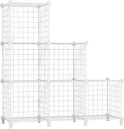 AWTATOS Wire Cube Storage Organizer, Closet Organizers and Storage, Metal 6 Cube Storage Shelves Bookshelf, Portable Closet Clothes Organizer for Bedroom, Home, Office, White