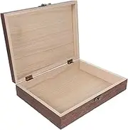 INOOMP 1 PC Vintage Wooden Lockable Storage Box Practical Retro Treasure Chest for Home Office and Car Organization Elegant Hinged Design Brown