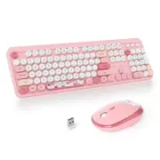 Wireless Typewriter Keyboard and Mouse Combo Retro 104 Key Full Size Office S...