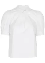 Frame Ruffle-trimmed Denim top - White - S S