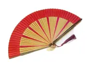 Classic Chinese Bridal Bamboo Handfan Hand Held Folding Fan Red Color