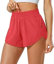 [Aurefin] Athletic Shorts for Women,Women's Quick Dry Workout Sports Active Running Track Shorts with Elastic and Zip Pockets