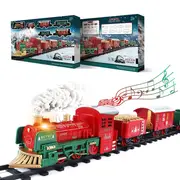 Delux Christmas Steam Train Set for Kids with Light & Sounds Smoke Eff