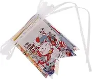 ULTECHNOVO Japanese Fortune Cat Bunting Flags Decorative Hanging Banner for Restaurants and Parties Rich Colors for Kitchen Fireplace and Home Decor