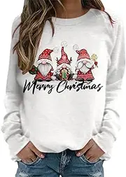 [Generic] Christmas Sweatshirts for Women Funny Xmas Christmas Crewneck Long Sleeve Ugly Sweaters Casual Pullover Sweater, C-white, X-Large