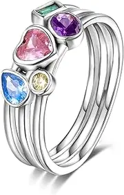 [Hapour] 925 Sterling Silver Ring for Women,Eternity Gorgeous Rings Stackable Rings for Women Girls as Gifts Ring Size 6-9