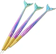 ADOCARN Professional Nail Kit 3pc Mermaid Pen Set Nail Art Line Pen Dotting Tools for Detailing Blending