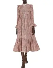Zimmermann Wonderland Frilled Linen Midi Dress BNWT Size 1 AU 8 US 4 RRP $950