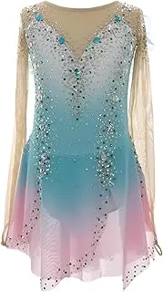 [Zagitova] Figure Skating Dress for Girls Gradient Women Handmade Competition Practise Dance Outfit with Shiny Rhinestone