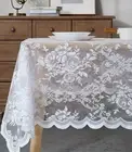 60 x 120 Lace Tablecloth. White Rectangle Tablecloth with English Rose Design...