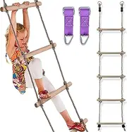 Trailblaze Premium Climbing Rope Ladder for Kids 6ft - Buckle Straps Connect Ladder to Ninja Warrior Obstacle Course for Kids | Playground Swingset Accessories Outdoor Play Equipment for Kids