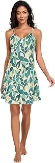 [FRODOTGV] Womens Nightgown Comfy V Neck Lingerie Nightie Loungewear Green Leaves Sleeveless Sleepdress for Women S