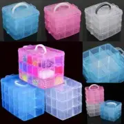 3 Layers 18 Compartments Clear Storage Box Container Jewelry Bead Organizer Case