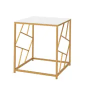 Costway Accent Side Table w/Tempered Glass Tabletop 50x50x55cm