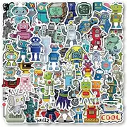 60pcs Robot Stickers for Kids, Cute Cartoon Robot Stickers, Funny Reward Wateroroof Vinyl Decals for Children Water Bottles Scrapbook Skateboard Luggage Laptop Guitar Bike Car Party Favor