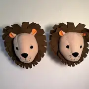 Target Pillowfort Lion Head 16" Wall Hanging Plush 3D Decor Mascot Pack Of 2