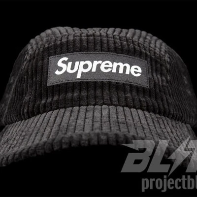 SS22 SUPREME CORDUROY CAMP CAP HAT BLACK 2022